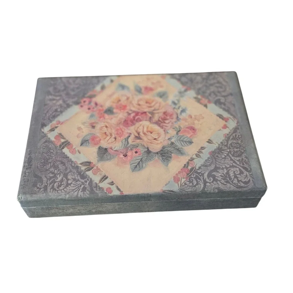 Lang Card Co Bob's Boxes Trinket‎ Card Photo Box ROSE SWAG Art Victorian Style
